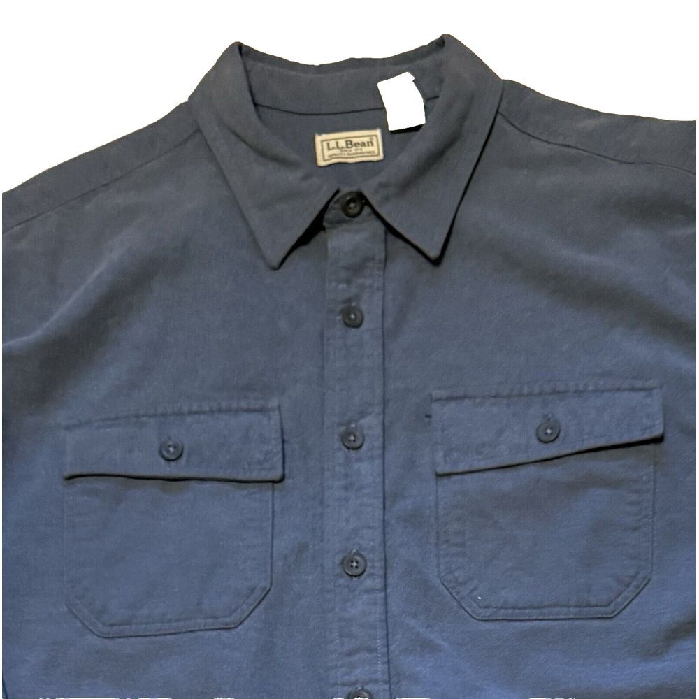 LL Bean Shirt Men's Tall XXL Blue Heavy Chamois Flannel Button-Up work shirt